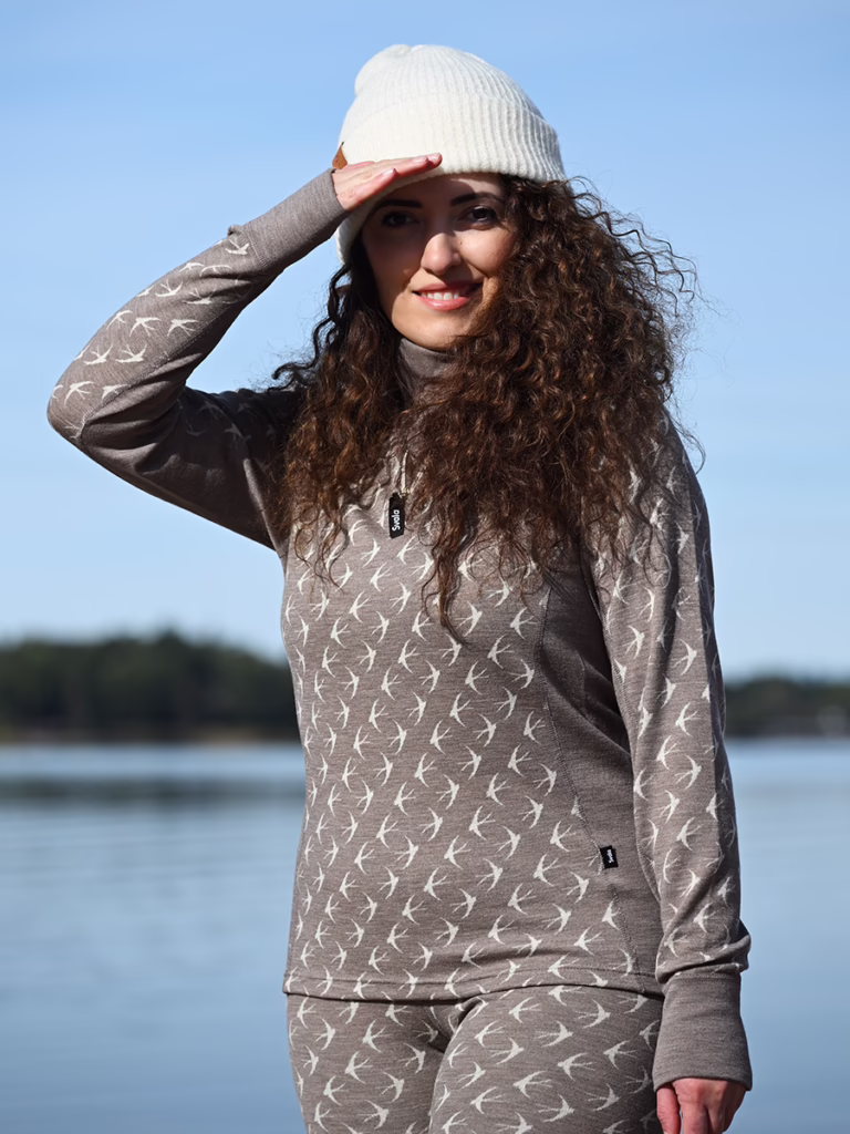 Svala Merino Design Pääsky naisten Zip-neck paita merinovillaa